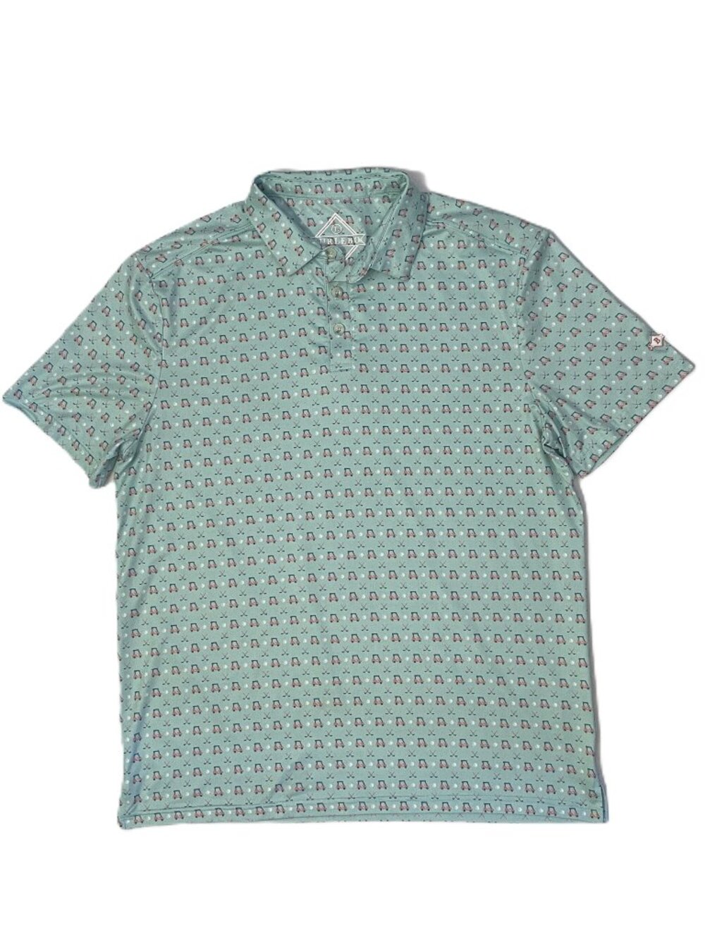 Burlebo Performance Polo Golf Shirt Mens Large All Over Print Stretch Cart Club